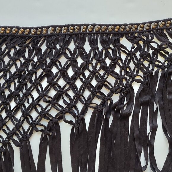 NWT Free People Heart of Gold Black Fringe Shawl Boho Western Festival One Size - Picture 8 of 10